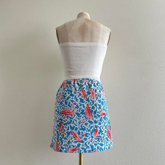 handmade flamingo print blue pink mini skirt - Picture 3 of 8